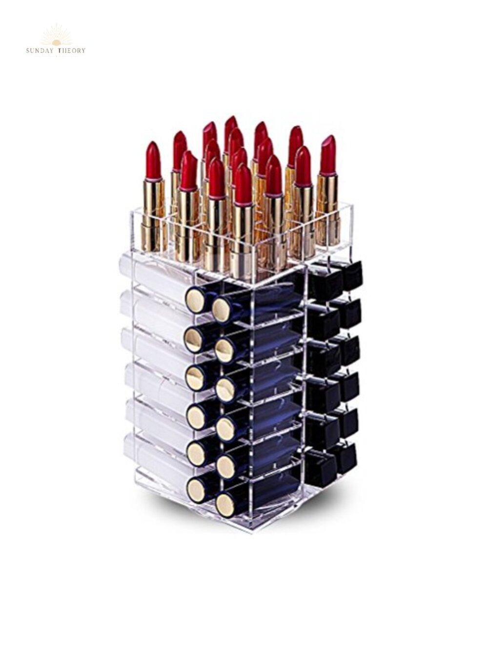 Acrylic Lipstick Organizer Rotating 64 Slot Cosmetic Holder with Removable
